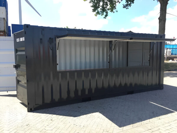 20 Fuß Barcontainer Neu – Event- & Gastrocontainer mit Verkaufsklappe | Isoliert & Betriebsbereit